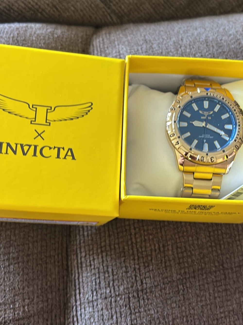 Invicta Gold-Tone Bracelet Watch with Blue Dial